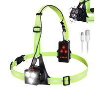 Vaileal Luce da corsa con riflettori, luce LED da corsa con USB, ricaricabile, 500 lm, 3 modalità di luce IPX6, impermeabile, angolo di diffusione regolabile a 120°, lampada toracica per jogging