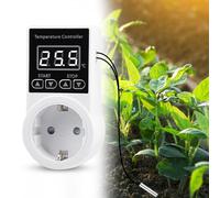 Vaileal Presa termostatica, regolatore di temperatura, regolatore di temperatura digitale con sonda, interruttore di temperatura impermeabile, termostato intelligente per serra, contenitore in vetro,