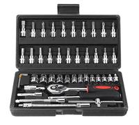 Vaileal Set di 48 chiavi a bussola: set con 1/4 chiave a cricchetto metrica e asta di prolunga, per riparazione auto e manutenzione domestica