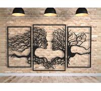 VAILLA ® Albero della vita, Quadro moderno soggiorno, Decorazione 3D Murali in legno, Quadretti da parete in nero e oro, Decorazioni moderni muro per salotto, camera da letto, Corridoio, casa