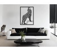 VAILLA ® Decorazione da parete a testa di cervo, in legno, decorazione da parete 3D, decorazione da parete, decorazione da parete, grande decorazione da parete, immagini per camera da letto (Lupo 2)
