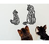 VAILLA ® Divertente decorazione da parete per gatti in legno, decorazione minimalistica, immagine 3D, immagini per cameretta dei bambini (Gatti 4)