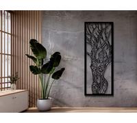 VAILLA ® Donna albero, Quadro moderno soggiorno, Decorazione 3D Murali in legno, Quadretti da parete in nero e oro, Decorazioni moderni muro per salotto, camera da letto, Corridoio, casa