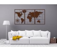 VAILLA ® Mappa del mondo, Decorazione da parete in legno, decorazione da parete in nero, oro, 3D, decorazione da parete per casa, ufficio, camera da letto, soggiorno (Mappa del mondo 4)
