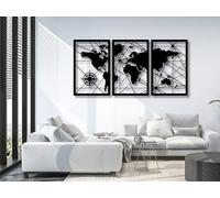 VAILLA ® Mappa del mondo, Decorazione da parete in legno, decorazione da parete in nero, oro, 3D, decorazione da parete per casa, ufficio, camera da letto, soggiorno (Mappa del mondo 1)