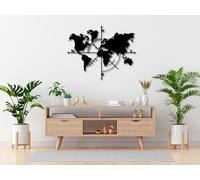 VAILLA ® Mappa del mondo, Decorazione da parete in legno, decorazione da parete in nero, oro, 3D, decorazione da parete per casa, ufficio, camera da letto, soggiorno (Mappa del mondo 5)