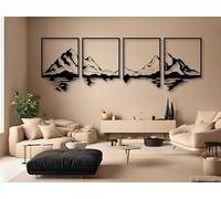 VAILLA Montagne Decorazione in legno, murale in legno, decorazione da parete in nero oro, immagini 3D, decorazione da parete per casa, ufficio, camera da letto, soggiorno (Montagne 1)