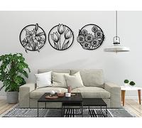 VAILLA ® Quadri con fiori Quadro moderno soggiorno Decorazioni parete in legno 3 Pannelli Decorativi da Parete Decorazioni moderni muro per salotto camera da letto Corridoio casa (Fiori 24)