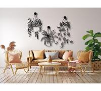 VAILLA ® Quadri con fiori Quadro moderno soggiorno Decorazioni parete in legno 3 Pannelli Decorativi da Parete Decorazioni moderni muro per salotto camera da letto Corridoio casa (Fiori 21)