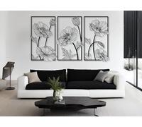VAILLA ® Quadri con fiori Quadro moderno soggiorno Decorazioni parete in legno 3 Pannelli Decorativi da Parete Decorazioni moderni muro per salotto camera da letto Corridoio casa (Fiori 15)