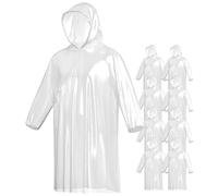 Vaily Poncho antipioggia monouso - Mantella trasparente con cappuccio per il trekking, i festival e i viaggi - 130 x 80 cm, Taglia unica - 8 pezzi