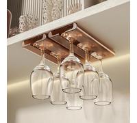 Vaisoeny Porta bicchieri sospesi, confezione da 2 porta calici sottopensile, portabicchieri traslucido, portabicchieri, organizer per cucina e bar (Ambra)