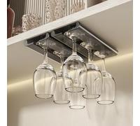 Vaisoeny Porta bicchieri sospesi, confezione da 2 porta calici sottopensile, portabicchieri traslucido, portabicchieri, organizer per cucina e bar (Grigio)