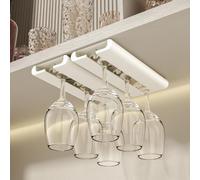 Vaisoeny Porta bicchieri sospesi, confezione da 2 porta calici sottopensile, portabicchieri traslucido, portabicchieri, organizer per cucina e bar (Bianco)