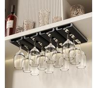 Vaisoeny Porta bicchieri sospesi, confezione da 4 porta calici sottopensile, portabicchieri traslucido, portabicchieri, organizer per cucina e bar (Nero)