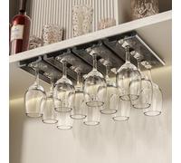 Vaisoeny Porta bicchieri sospesi, confezione da 4 porta calici sottopensile, portabicchieri traslucido, portabicchieri, organizer per cucina e bar (grigio)