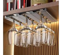 Vaisoeny Portacalici Sottomensola, 4 Pezzi, Porta Bicchieri da Vino, Porta Bicchieri Sospesi, Porta Calici Sottopensile, Appendi Calici per Cucina e Bar (Grigio)