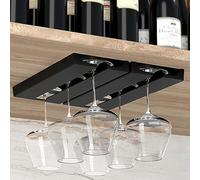 Vaisoeny Supporto per bicchieri da vino, da appendere, per bicchieri da vino, in plastica per bar, senza foratura, autoadesiva, 2 pezzi (nero)