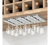 Vaisoeny Supporto per bicchieri da vino, da appendere, per bicchieri da vino, organizer in plastica per bar, senza foratura, autoadesiva, 4 pezzi (bianco)