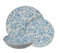 VAJILLAS 18 PZS PORCELANA BLAN CO FLORES AZULES