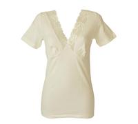 Vajolet Camiciola Donna by Selina Mezza Manica Lana e Cotone sulla Pelle Forma del Seno Inserti in Pizzo Articolo MM4430, Bianco, Taglia 5