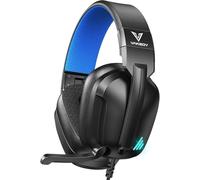 Vakedy Cuffie da gioco cablate per PC, PS5, PS4, Switch, cuffie da gioco con microfono a cancellazione del rumore, cuffie per computer con jack audio da 3,5 mm, design pieghevole (nero/blu)