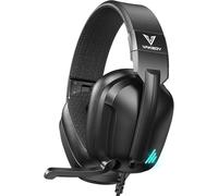 Vakedy Cuffie da gioco per PS5, PC, PS4, Xbox Series X, Switch, cuffie over-ear cablate con microfono a cancellazione del rumore, suono stereo, design pieghevole, jack audio da 3,5 mm (nero)