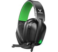 Vakedy HW11 - Cuffie da gioco per PS4, PS5, Xbox Series X, PC, switch, cuffie da gioco con microfono a cancellazione del rumore, suono stereo, design pieghevole, jack audio da 3,5 mm (nero/verde)