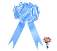 VakiReyy 100 Pezzi Fiocchi Auto Matrimonio Blu Coccarde, Matrimonio Grandi Coccarde Bianco Autotiranti Fiocchi Matrimonio per Comunione Battesimo Auto Decoro con Palloncino in Lamina Dorata,12cm (Blu)