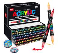 VAKKI 168 colori Pennarelli acrilici, acrilici Markers da colorare per adulti, doppia punta Pennarelli acrilici, pennarelli acrilici, pietra, calligrafia, legno, tela, vetro, ceramica
