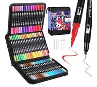 VAKKI Brush Pen Lettering, 60 Colori Pennarelli Doppia Punta Fine e Grossa, Pennarelli Acquerellabili per Calligrafia, Bullet Journal, Pittura, Colorazione