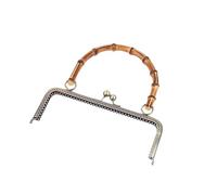 Vakorise Portamonete in Metallo e bambù con Chiusura a Bacio | Telai for borse in metallo multicolore da 2 pezzi con chiusura a bacio e manico in bambù for fai da te(A)