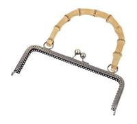 Vakorise Portamonete in Metallo e bambù con Chiusura a Bacio | Telai for borse in metallo multicolore da 2 pezzi con chiusura a bacio e manico in bambù for fai da te(B)