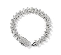 VAKTWPDLY 18K oro placcato braccialetti croce per le donne, 11,5 mm ghiacciato fuori 5A scintillante cubico zirconia croce braccialetto caviglie Hip Hop Rapper gioielli regalo per gli uomini le donne