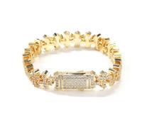 VAKTWPDLY 18K oro placcato braccialetti croce per le donne, 11,5 mm ghiacciato fuori 5A scintillante cubico zirconia croce braccialetto caviglie Hip Hop Rapper gioielli regalo per gli uomini le donne