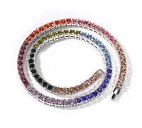VAKTWPDLY 4MM Elegante collana a catena tennis multicolore per le donne - 18K placcato oro arcobaleno Cubic Zirconia gioielli Hip hop tennis collana girocollo per uomini donne