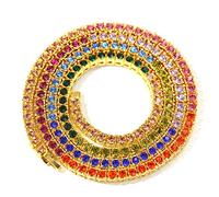 VAKTWPDLY 4MM Elegante collana a catena tennis multicolore per le donne - 18K placcato oro arcobaleno Cubic Zirconia gioielli Hip hop tennis collana girocollo per uomini donne