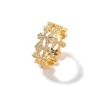 VAKTWPDLY Anelli con croce placcati in oro 18 carati per uomo, anello a fascia stile rapper punk da 9 mm con zirconi 5A scintillanti, gioiello hip hop rock, regalo per uomo e donna