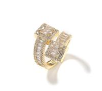 VAKTWPDLY Anello da mignolo da uomo Bling - Anelli con zirconi cubici quadrati placcati in oro 18k Iced Out - Gioielli hip hop da regalo per uomo e donna - Anello da festa Bling di lusso