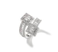 VAKTWPDLY Anello da mignolo da uomo Bling - Anelli con zirconi cubici quadrati placcati in oro 18k Iced Out - Gioielli hip hop da regalo per uomo e donna - Anello da festa Bling di lusso