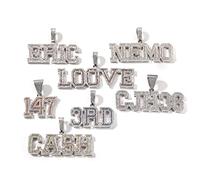 VAKTWPDLY Collana con catena a diamanti colorati e lettere incastonate, collana personalizzata con iniziale per donna e uomo, ciondolo con lettera personalizzata, gioiello hip hop per rapper
