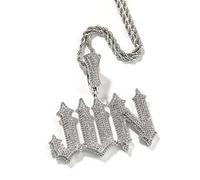 VAKTWPDLY Collana con nome personalizzato Colourful Simulated Diamond Iced Out Chain per gli uomini Hip Hop Custom Letter Necklace 18K Gold Plated A-Z Nameplate Pendant with Tennis Chain per le donne