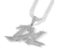 VAKTWPDLY Collana Iced Out con ciondolo personalizzato a lettere grandi, collana con nome personalizzato per uomo, placcata in oro 18 carati con zirconi 5A ciondolo con iniziale dell'alfabeto