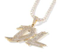 VAKTWPDLY Collana Iced Out con ciondolo personalizzato a lettere grandi, collana con nome personalizzato per uomo, placcata in oro 18 carati con zirconi 5A ciondolo con iniziale dell'alfabeto