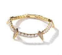 VAKTWPDLY Elegante bracciale tennis multicolore da 4 mm con denti e artigli per donna - Gioiello in zirconi placcato oro 18 carati, collana girocollo a catena tennis in stile hip hop per uomo e donna