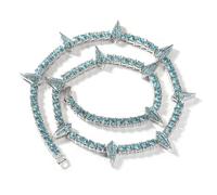 VAKTWPDLY Elegante bracciale tennis multicolore da 4 mm con denti e artigli per donna - Gioiello in zirconi placcato oro 18 carati, collana girocollo a catena tennis in stile hip hop per uomo e donna