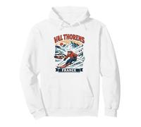 Val Thorens Francia Sci Retro Montagna Grafica Felpa con Cappuccio