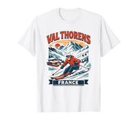 Val Thorens Francia Sci Retro Montagna Grafica Maglietta