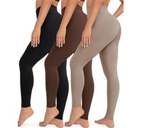 VALANDY Creamlush - Confezione da 3 leggings da donna a vita alta per il controllo della pancia, morbidi pantaloni da yoga, regolari e taglie forti, 3 paia nero/marrone/kaki, 3XL