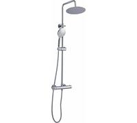 VALAZ Colonna Doccia con Miscelatore | Colonna Doccia con Soffione e Doccetta | Termostatica, Barra Regolabile, Installazione Facile e Veloce | Acciaio Inox, Rotonda, Cromata, Serie Ebro